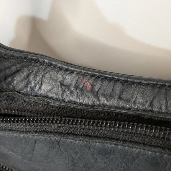 Due Fratelli Vintage 90s Genuine Leather Asymmetrical Shoulder Bag Black Y2K - Picture 5 of 8